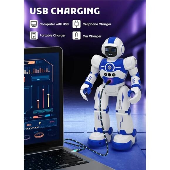 Robot Toys for Kids,Programmable Remote Control Smart Walking Dancing Robot Toy - Picture 4 of 8